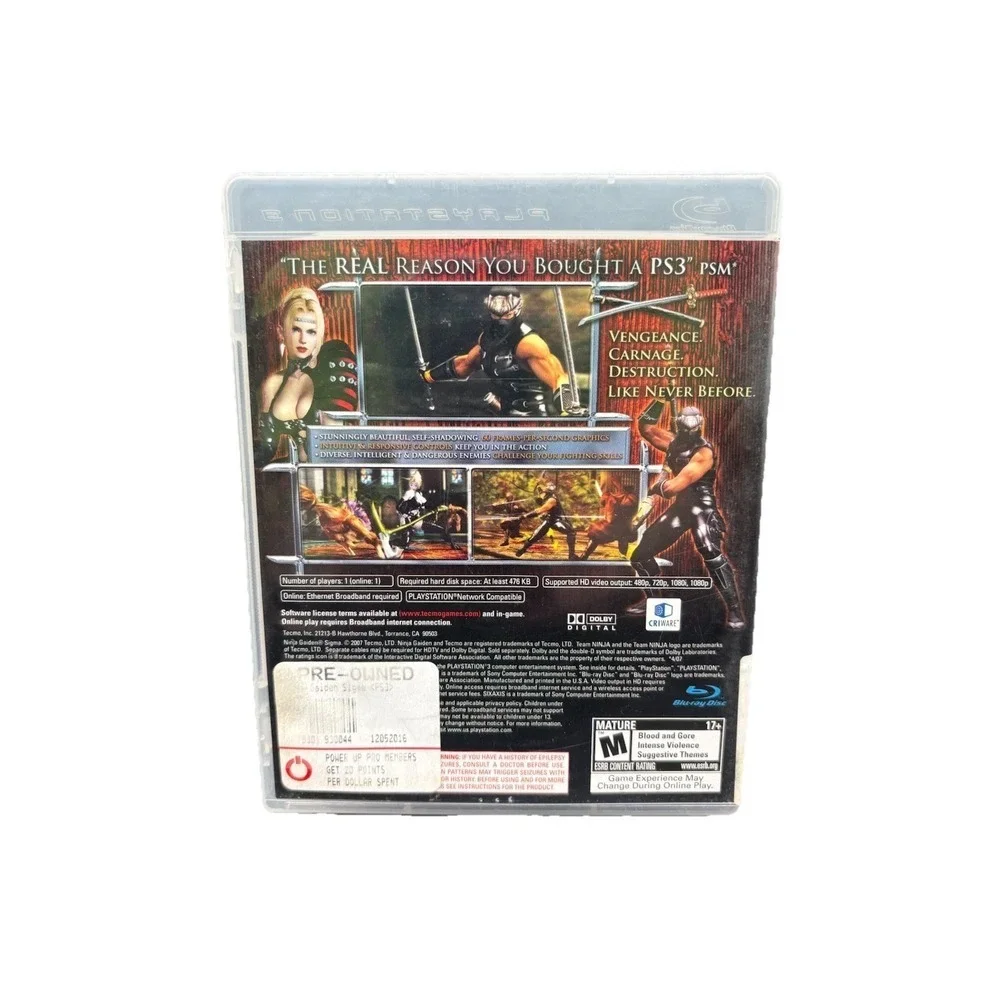 Ninja Gaiden Sigma PS3 Greatest Hits CIB Complete Tested Good Disc Sticker